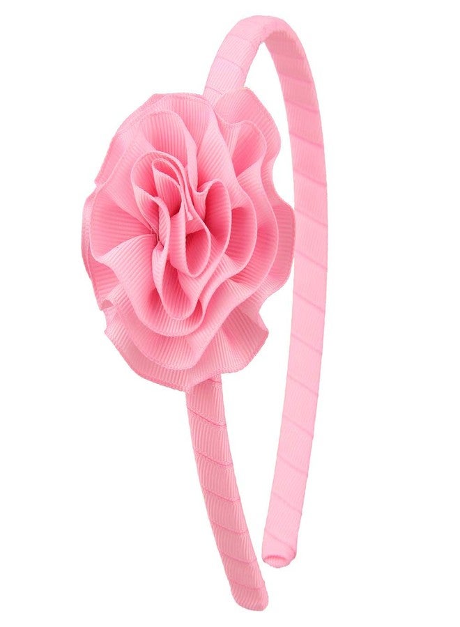 7Rainbows 1 Pcs Grosgrain Ribbon Rose Pink Carnation Floral Headbands for Girls Toddlers Teens. - Image 1